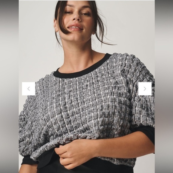 Maeve Puff-Sleeve Bubble Top Women's Black and Gray shirt M y2k cottagecore - Picture 1 of 16